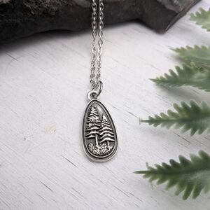 Pine Tree Teardrop Necklace / Evergreen Jewelry